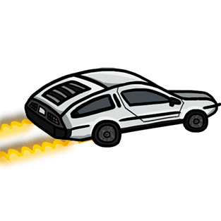 delorean car driving hand drawn